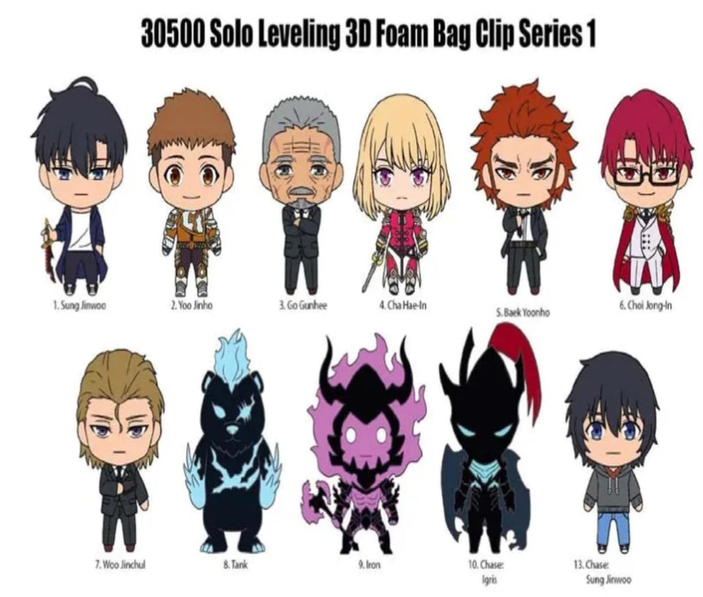 Monogram Solo Leveling 3D Figural Bag Clip - Series 1 - 3D Foam Figural Keychain, ONE RANDOM BAG PER ORDER